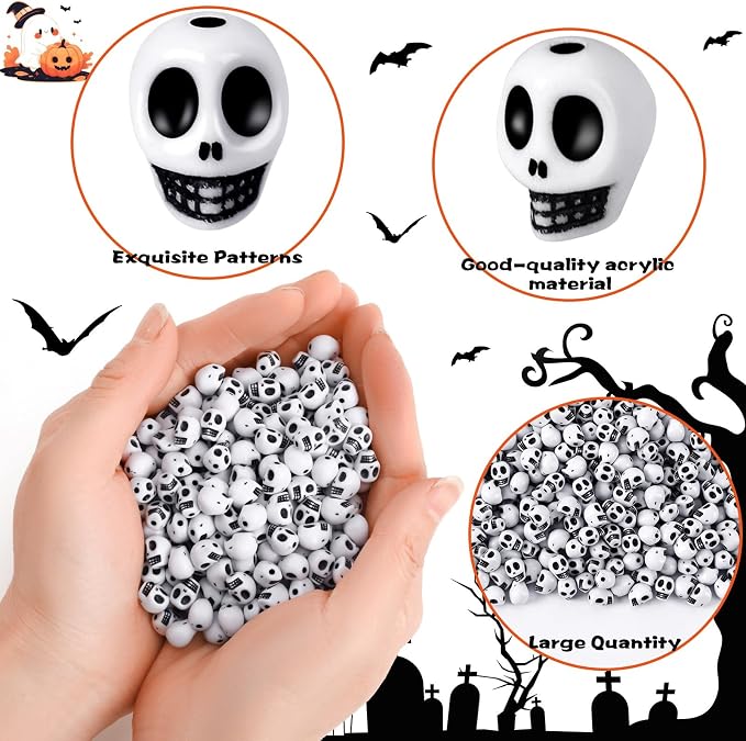 Augshy 700 Pcs Halloween Skull Beads - Image 3