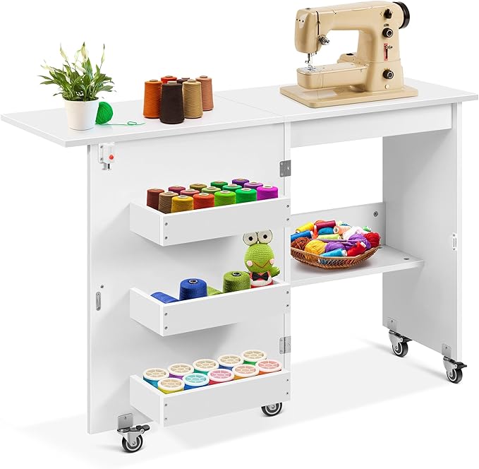 VIVOHOME Folding Sewing Table for Sewing Machine, Sewing Desk by VIVOHOME