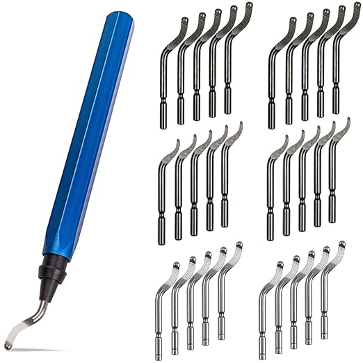 STARVAST 30Pcs Metal Deburring Tool, Deburring Blades Kit with Swivel Handle, Pipe Deburring Tool for Soft Metal (Aluminum, Copper), Wood, Plastic and Steel Burr Removing