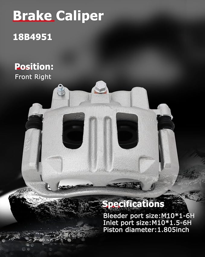 cciyu Front Right Disc Brake Caliper Assembly w/Bracket 18B4951 For Chevy For Equinox 2005-2006,For Pontiac For Torrent 2006,For Saturn For Vue 2004-2007