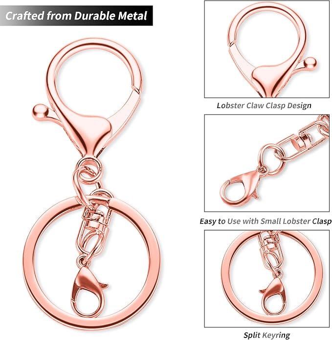 Gkeygo 10 Pack a Set Metal Lobster Claw Clasps and Key Rings, Key Chain - Image 4
