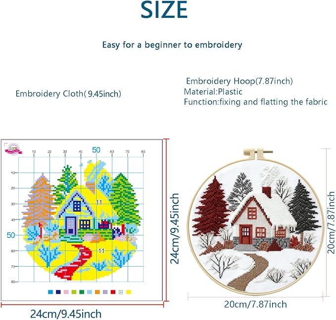 Zhenqing Winter Cabin Stamped Cross Stitch Kit - Image 4