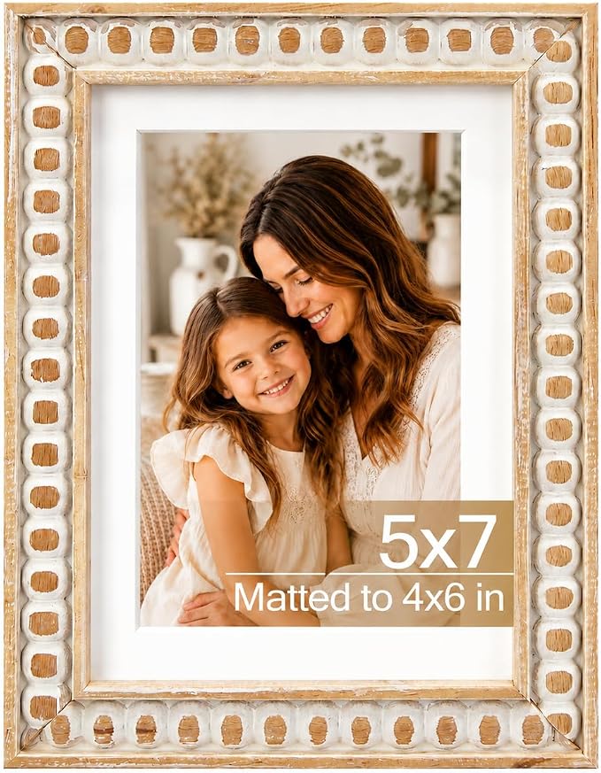Solid Wood 5x7 Picture Frame Beaded Frame by QOTIB