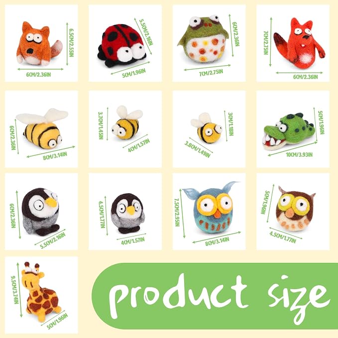 Fedmut Needle Felting Wool Kit, Felting Kit to Make 13 Cute Animals, 26 Colors - Image 2