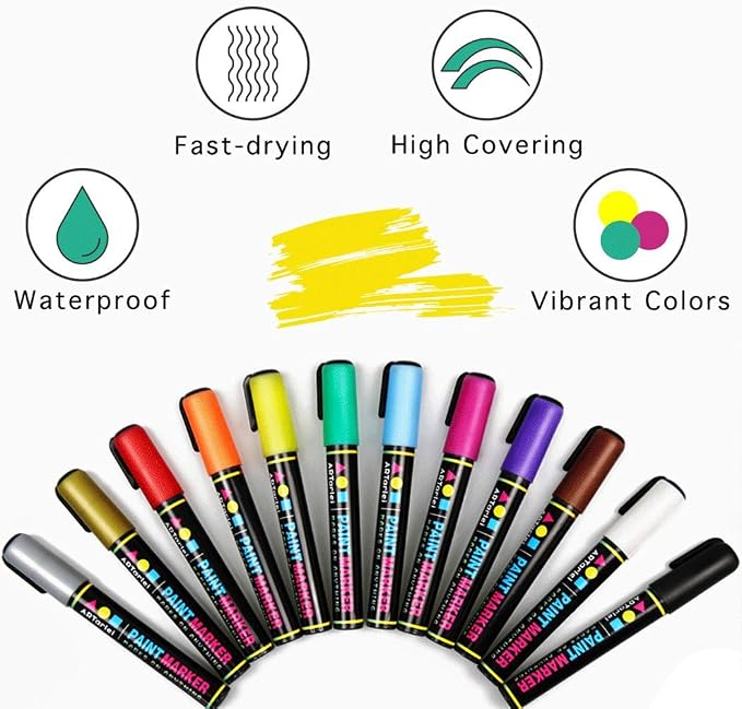 Permanent Markers for Rock Painting, 12 Colors, Medium Point, Quick-Drying - Image 8