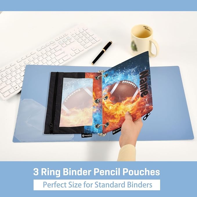 Custom American Football Fire Water Pencil Pouch - Image 4