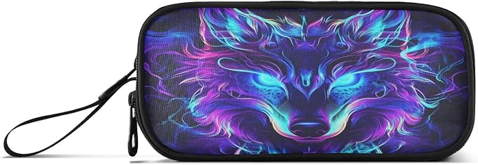 Mystical Wolf Face Pencil Case Box Boys Girls Large Pencil Pouch Zipper - Image 6