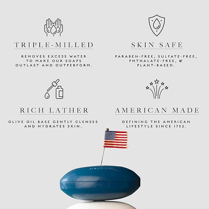 Caswell-Massey Men’s Bar Soap Gift Set - 2571, Woodgrain & Sandalwood - Moisturizing Triple-Milled Body Wash Bars for All Skin Types, Plant-Based & Essential Oils Formula, Made in USA, 3 x 5.8 oz
