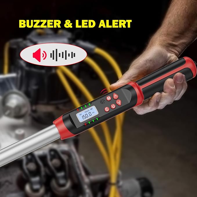 Digital Torque Wrench Set, 2Pcs 3/8" (3.1-62.7Ft.lb/4.2-85Nm) & 1/2" (14.7-295Ft.lb/20-400Nm) Electronic Torque Wrench with Buzzer, LED Indicator, Preset Value, Data Storage for Bike, Moto, Car