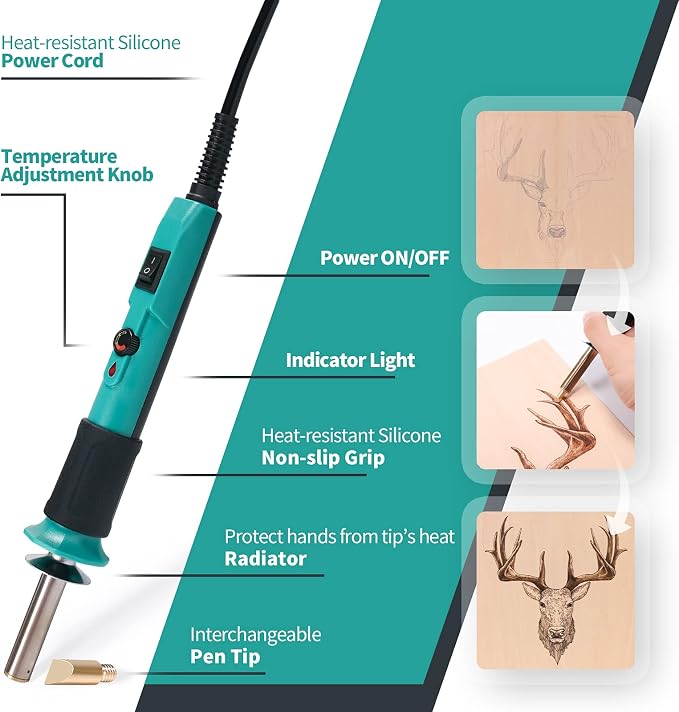 YIHUA 930-IV Pyrography Wood Burning Pen Kit Adjustable Temperature, Power - Image 3