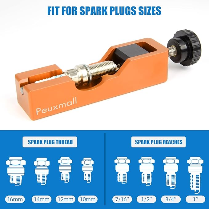 Spark Plug Gap Tool, Spark Plug Gapping Tool with 32 Blade Steel Feeler Gauge, Universal Spark Plug Gap Tool for Most 10mm 12mm 14mm 16mm Spark Plugs (Orange)