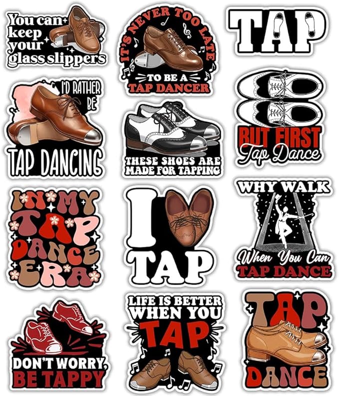 MAIANEY Tap Dance Sticker Pack – Funny Tap Dancer Vinyl Decals by Maianey