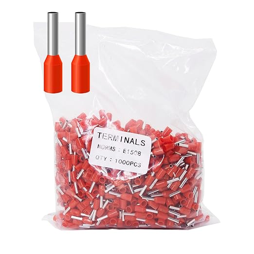 Fidioto 1000pcs AWG16 Wire Ferrules Terminals Kit, Wire Insulated Cord Pin Ends Terminals for Electric, Industrial, Chemical Industry, Power Control System, etc. (Red-1000PCS-16AWG)