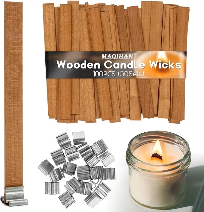 MAQIHAN 100 Wood Wicks for Candles Making by MaqiIhanCustomOfficial