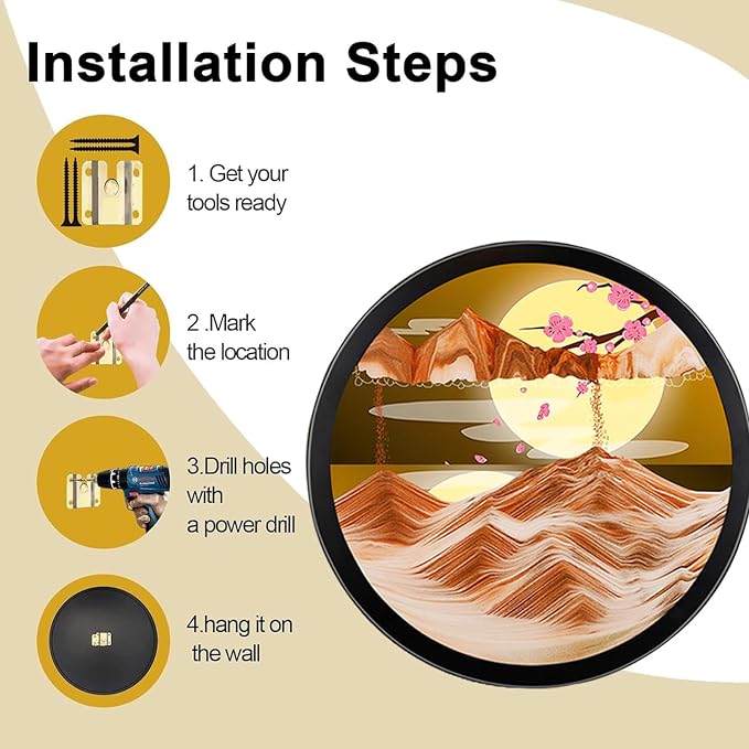 TNSLGHS Moving Sand Art, Wall Mounted Sand Art Liquid Motion, 360°Rotate Moving - Image 4