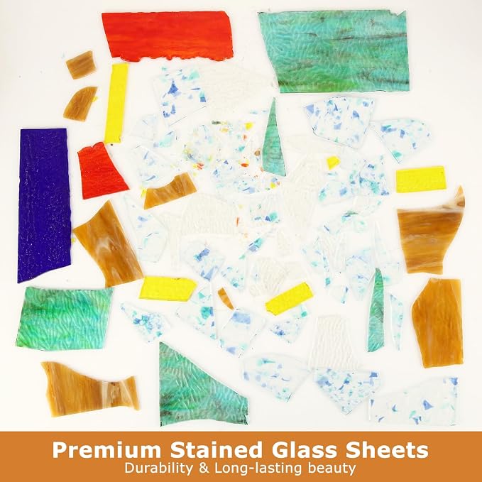 4.4 LB / 2 KG Irregular Stained Glass Scraps, Colorful Stained Glass Sheets - Image 5