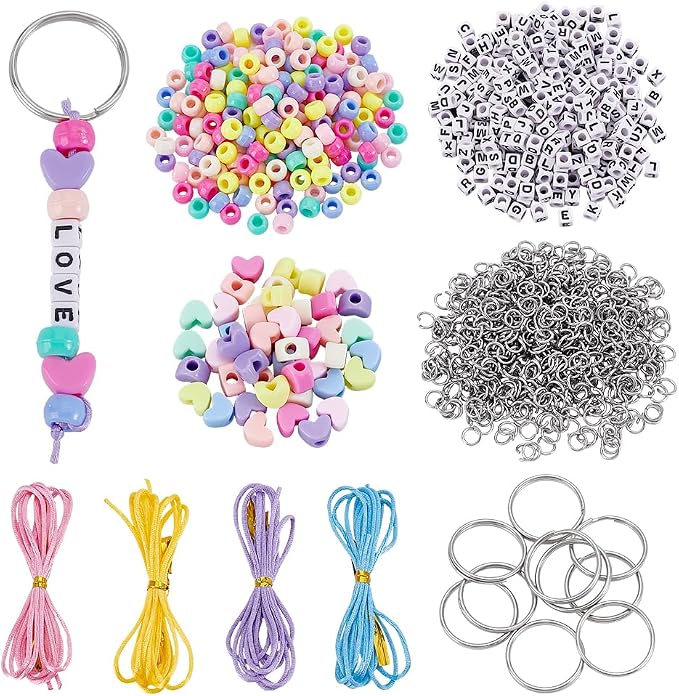 CRAFTYMELODY 606Pcs DIY Keychain Making Crafts Kits Beaded Keychain Making Kit by CRAFTYMELODY