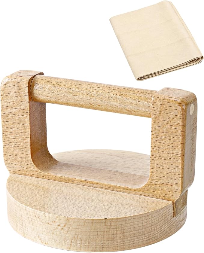 UCEC 1+1 Pack Handheld Round Wood Baren and Cleaning Cloth, Printmaking Tool Set by UCEC