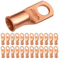 SELTERM 25pcs 1 AWG 3/8" Stud Battery Lugs, Ring Terminals, Heavy Duty Copper Wire Lugs, Battery Cable Ends, 1 Gauge Ring Terminal Connectors, UL Bare Copper Eyelets Electrical Battery Cable Lugs