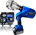 Electric Hydraulic Cable Lug Crimper Pliers Rechargeable Crimping Tool 6 Ton Electrical Terminal Cable Wire Fiber Crimper Kit with 11 Dies (HMX-300)