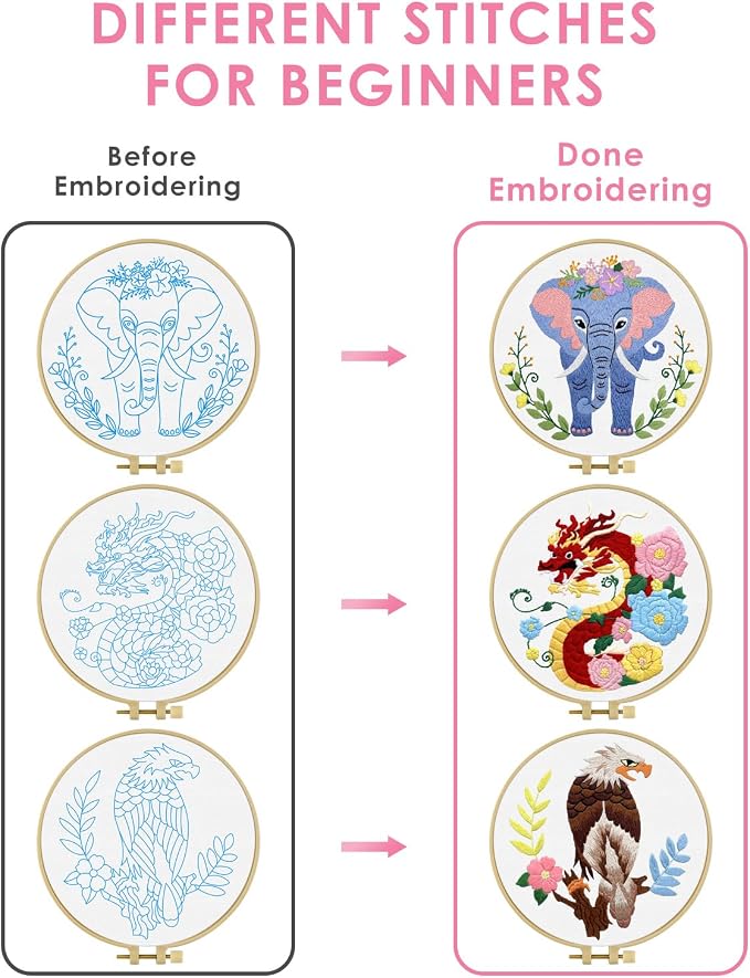 TINDTOP Embroidery Kit for Beginners Adult, Elephant Embroidery Kit for - Image 3