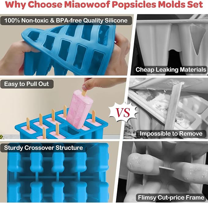 Miaowoof Homemade Popsicle Molds, 10-Cav Non-BPA Silicone Ice Pop Maker - Image 4
