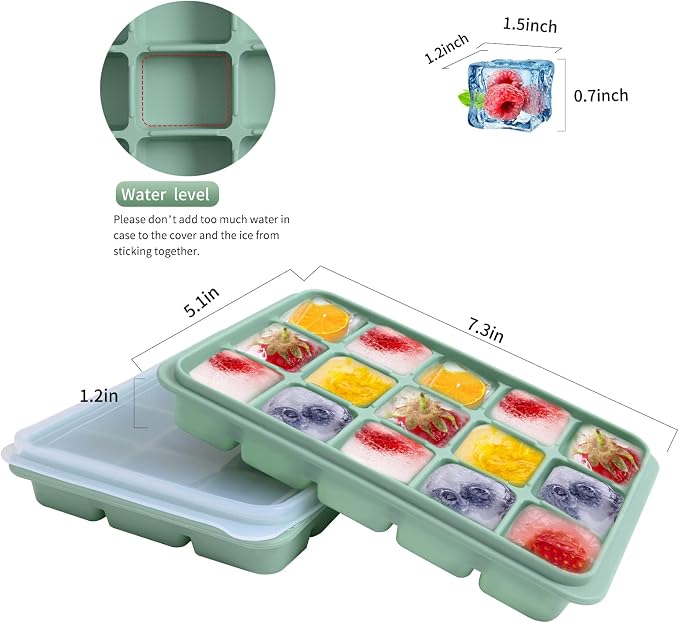 Tvmania Ice Cube Trays Set of 2, 15-Cube Silicone Molds - Image 2