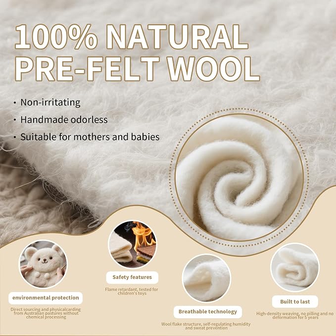 100% Pure Merino Wool Pre Felt Fabric Dual Sizes: 12x59 & 39x59 19 Micron - Image 6