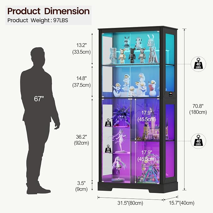 Lvifur 71” Glass Display Cabinet - Image 2