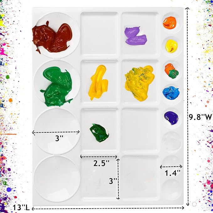 Lyellfe 10 Pack Plastic Palette, 20 Well Sturdy Reusable Paint Palette - Image 2