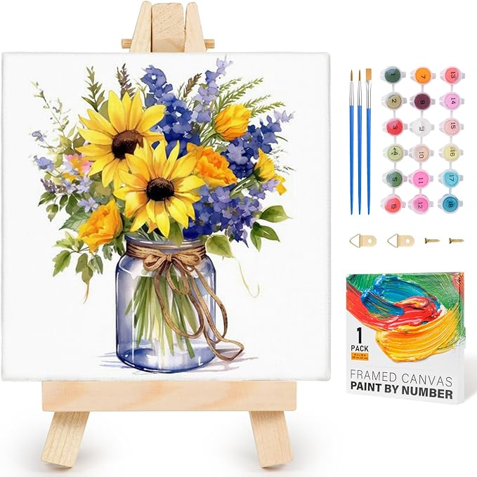 Yezavesu Flower Framed Paint by Numbers Kit by Yezavesu