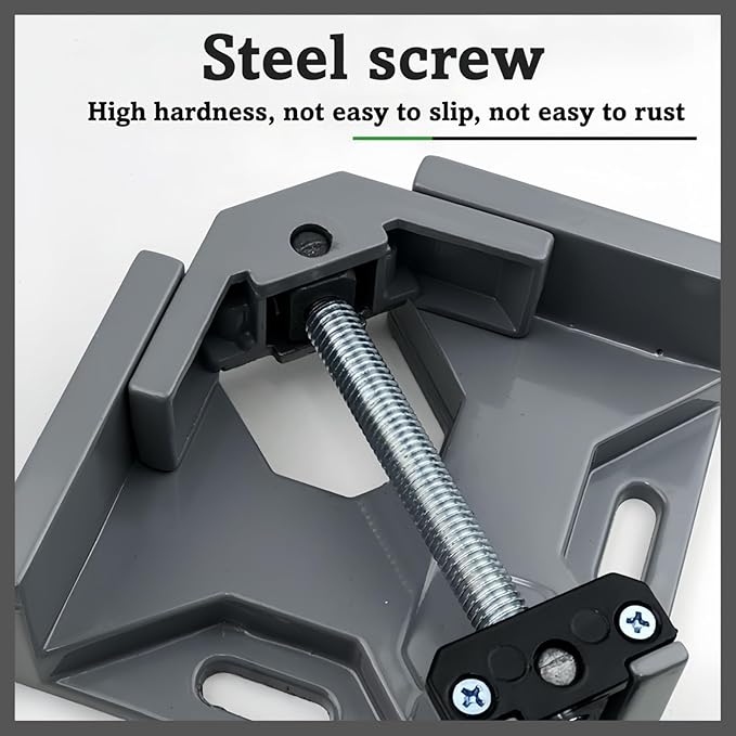 Durable Sturdy Right Angle Clamp 90°, Multi Function Right Angle Clamp with Skid Handle for Woodworking, Aluminum Alloy Adjustable Swing Jaw, Tools for Assembly Alignment Welding Picture (2, B.)