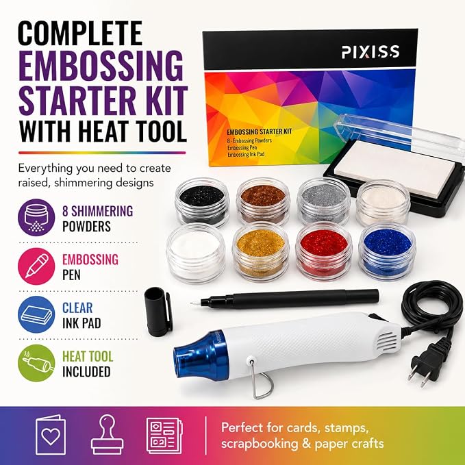 Embossing Kit with Heat Tool Bundle, Embossing Powders, Complete Embossing - Image 3