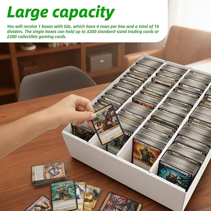 Calenzana 3200-Count Trading Cardboard Card Storage Boxes 1 Pack, 4 Row White - Image 4