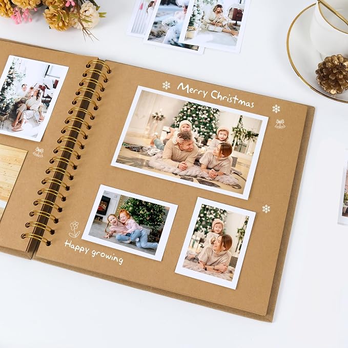 RECUTMS 8 x 8 Inch Small DIY Scrapbook Photo Album, 60 Pages Hardcover Craft - Image 3
