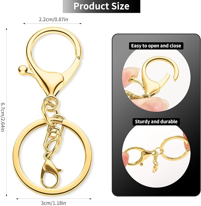 Gkeygo 10 Pack a Set Metal Lobster Claw Clasps and Key rings, Key chain - Image 2