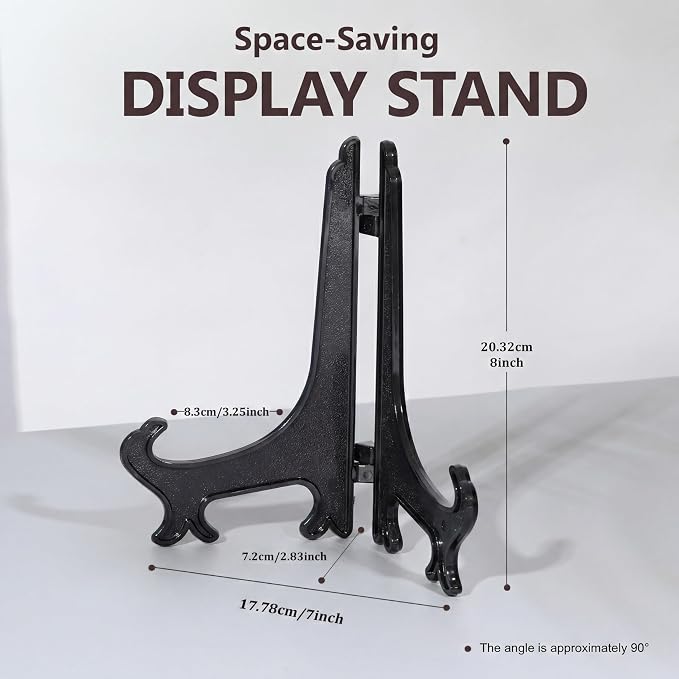 Artliving 8 Inch Black 6pcs/Set Plastic Easels Plate Display Stands Picture - Image 2