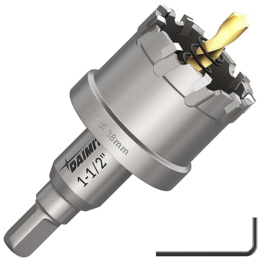 DAIMIT Hole Saw for Metal - Tungsten Carbide Tipped 1-31/32" Inch(50mm) Hole Cutter with Pilot Drill Bits for Stainless Steel, Iron, Copper, Brass - Heave Duty Hole Saw for High Precision Cutting