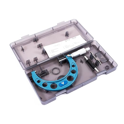 PEC Tools 3-4” Outside Micrometer, Industrial-Grade Precision Measuring Tool, Hardened Steel, High-Accuracy Micrometer with Ratchet Stop & Carbide-Tipped Measuring Faces for Machining & Engineering