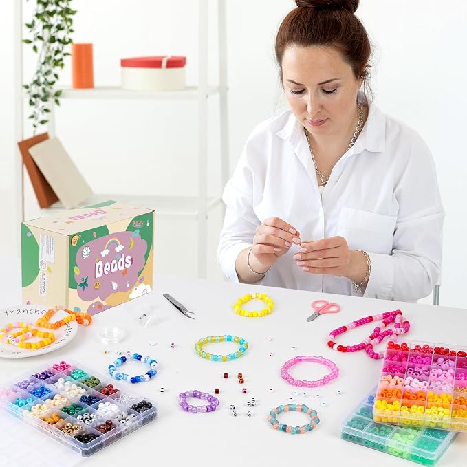 QUEFE 72 Colors 3000pcs Pony Beads Bracelet Making Kit - Image 7