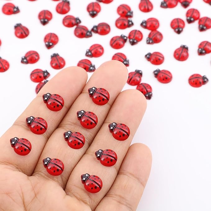 120PCS Mini Luminous Ladybug, Tiny Resin Ladybug Miniature Figurines, Glow in - Image 2