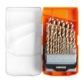 KENDO 29PCS Cobalt Drill Bit Set (1/16''-1/2''), M35 High Speed Steel,135 Degree Tip, Twist Jobber Length Drill Bits Set for Hard Metal, Stainless Steel, Cast Iron and Wood with Storage Case
