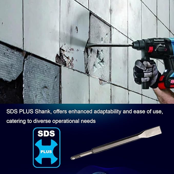 16-Inch SDS Plus Chisel, 3/4 Inch Flat Chisel with Sds Plus Shank Ideal for Concrete Demolition, Tile Removal Chisel Tool for SDS Plus Hammer Drill Attachment
