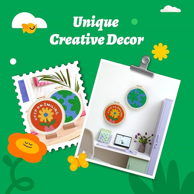 yuegool 2PCS Punch Needle Decoration Kit, Easy DIY Punch Needle Embroidery Kit - Image 5