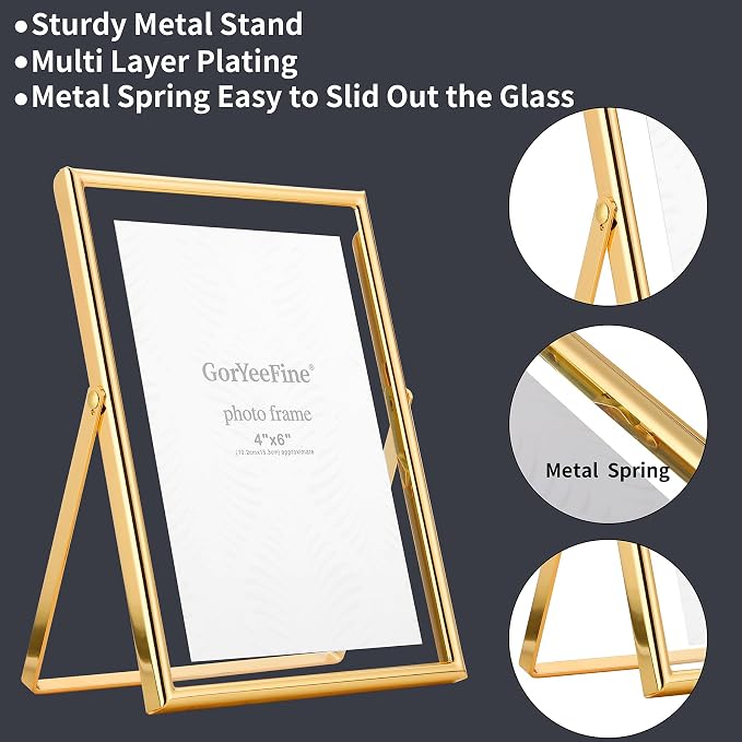 Gold 5x7" Floating Frame 2pack for Photo Sizesfor Adjustable Tabletop/Shelf - Image 6