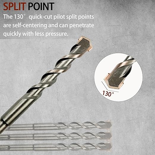 Direko SDS Plus Rotary Hammer Drill Bits 5-Piece Carbide-Tipped for Masonry，Concrete,Brick Granite etc (HD-A1/2 x12-5)