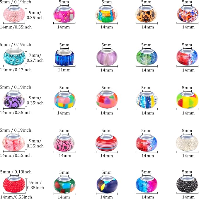 Zyehxed 220Pcs European Large Hole Craft Beads - Image 2