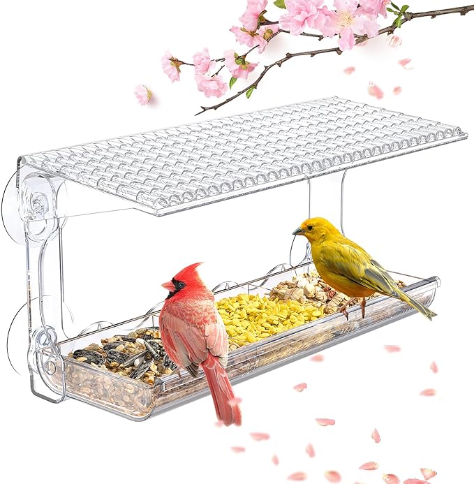 SUNALLY Window Bird Feeder for Outdoors, Transparent Birds House Outside Wild by SUNALLY