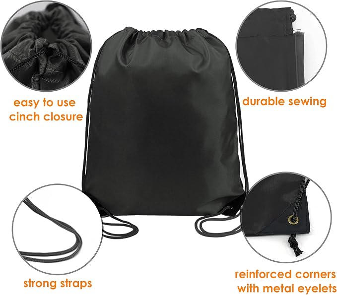 BeeGreen Black Drawstring Backpack Bulk 20 Pack, Christmas String Backpack - Image 4