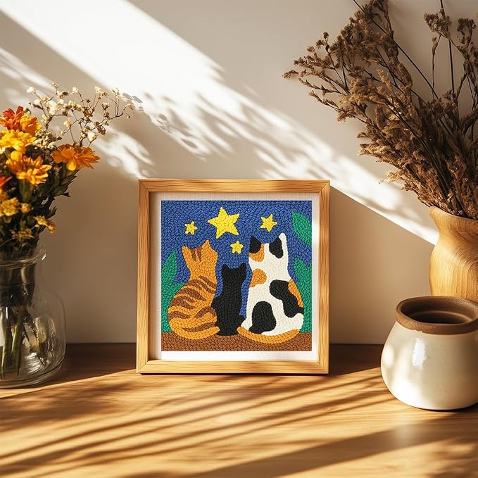 DOODLREAM Cats Stars DIY Punch Needle Embroidery Kit - Image 6